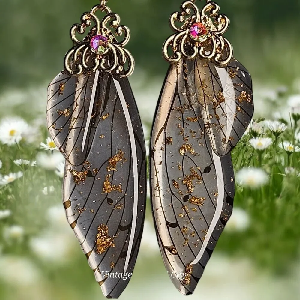 Fairy Butterfly Wings Handmade Earrings Fantasy Nature Magical Insect Witch Bug